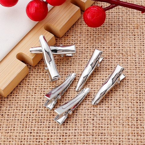 Pinzas de Pico de Pato de Hierro Accesorios para el Cabello DIY Base Galvanizada Color Acero Horquillas para Lazos Joyería Mujer