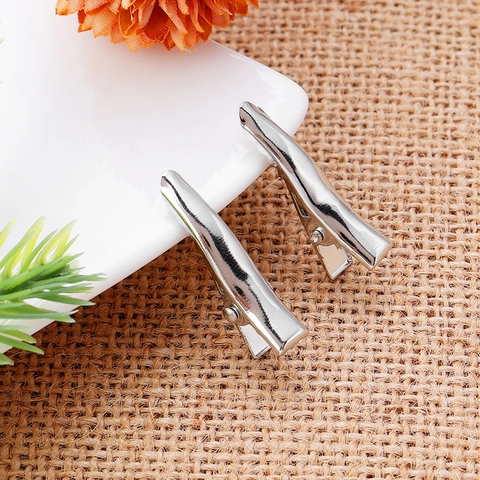 Pinzas de Pico de Pato de Hierro Accesorios para el Cabello DIY Base Galvanizada Color Acero Horquillas para Lazos Joyería Mujer