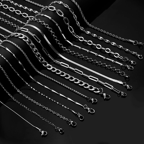 Stainless Steel Cuban Link Chain Necklace For Men Women Hip Hop DIY Jewelry Making Accessory Snake Paperclip Curb Link