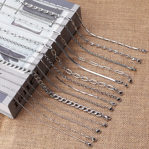 Stainless Steel Cuban Link Chain Necklace For Men Women Hip Hop DIY Jewelry Making Accessory Snake Paperclip Curb Link