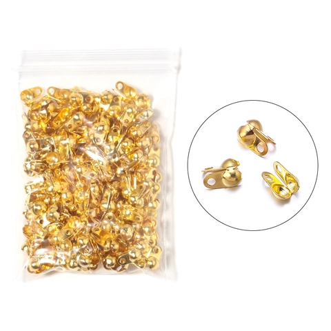 Iron Crimp Bead Tips DIY Jewelry Findings Calotte Ends Connector For Necklace Bracelet Handmade Craft 1.5mm 2.4mm 3.2mm