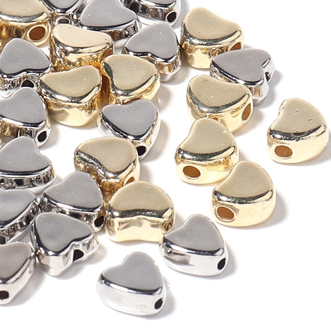 Electroplated Heart Shape CCB Plastic Loose Beads Side Hole Beads For DIY Jewelry Making Accessories Craft Supplies