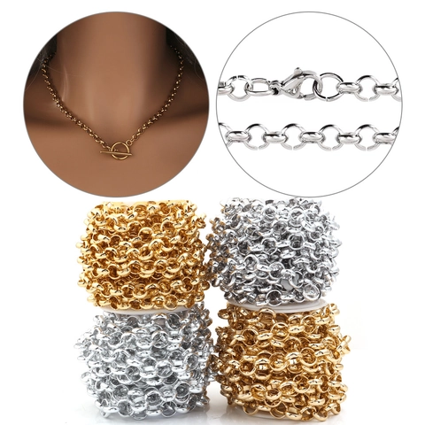 Aluminum Rolo Chain Color Preserving Round Cross Chain For DIY Jewelry Making Bag Accessories Electroplated Metal Chain