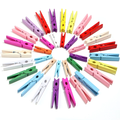 Mini Gekleurde Houten Clips Voor Fotowand Decoratie DIY Handgemaakte Accessoires Kleine Gespoten Houten Clips Voor Thuis Kantoor Organisatie