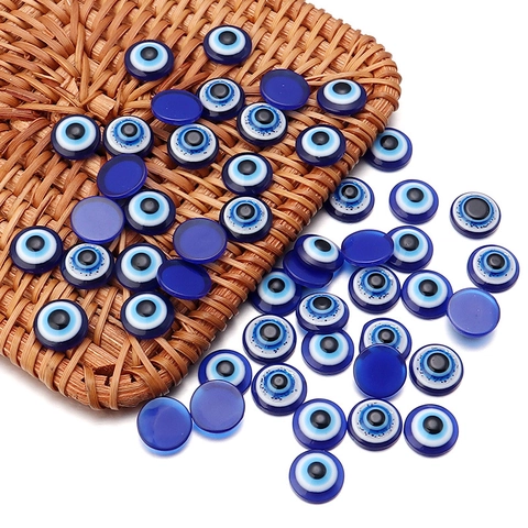 Vintage Resin Evil Eye Flatback Cabochons Round Blue Nazar Beads For DIY Jewelry Making Crafts Earring Decoration