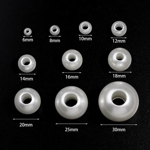 Künstliche Perle Rotonde in ABS Finto Perla Artificial con Foro Grande Beige Perline Distanziatrici Sciolte per Collana Braccialetto Fai da Te Gioielli
