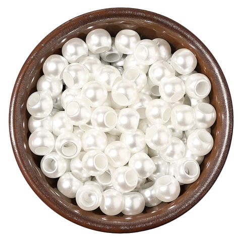 Künstliche Perle Rotonde in ABS Finto Perla Artificial con Foro Grande Beige Perline Distanziatrici Sciolte per Collana Braccialetto Fai da Te Gioielli