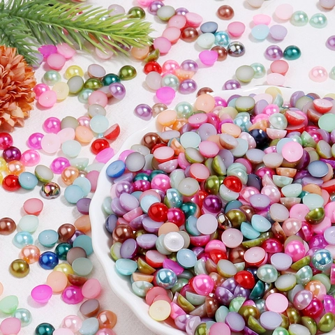 ABS Artificial Pearl Half Round Flatback Beads For DIY Jewelry Making Handicraft Scrapbooking Decoration Glossy Loose Beads