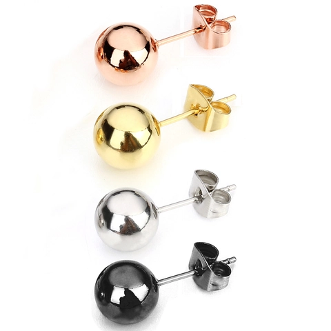 Stainless Steel Ball Stud Earrings For Women Men Gold Silver Black Minimalist Round Sphere Jewelry Making Components