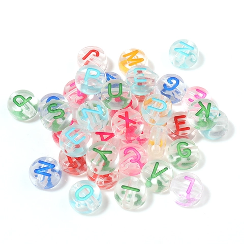 Transparent Acrylic Letter Beads Colorful English Alphabet Round Beads For DIY Bracelet Necklace Jewelry Making Accessories