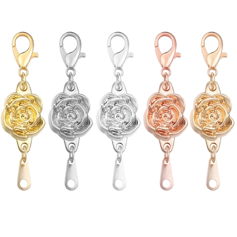 Magnetic Rose Flower Alloy Lobster Clasp Connector Electroplated DIY Jewelry Making Accessory For Necklace Bracelet