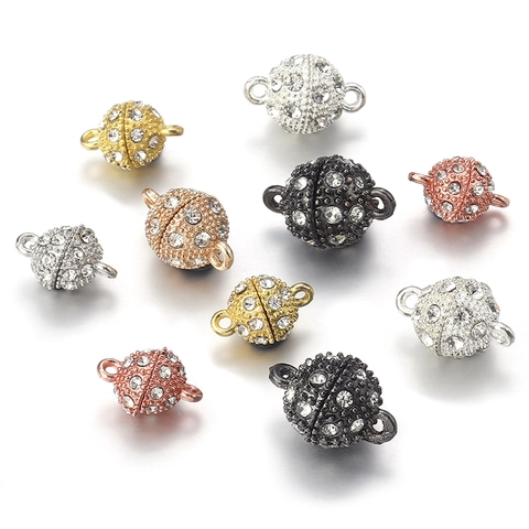 Alloy Rhinestone Ball Magnetic Jewelry Clasps For Necklace Bracelet DIY Making Crystal Magnetic Connector For Jewelry Crafting