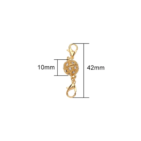 Copper Magnetic Zirconia Ball Jewelry Clasps With Double Lobster Claws For DIY Necklace Bracelet Making Jewelry Findings