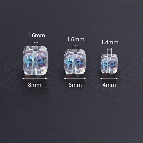 Transparent Faceted Cubic Glass Crystal Beads For DIY Jewelry Making Accessories Handmade Bracelet Necklace Craft Supplies