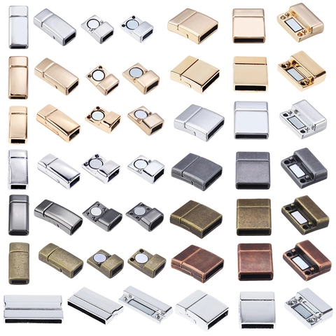 Square Zinc Alloy Magnetic Clasps For Leather Cord Bracelet DIY Jewelry Making Findings Electroplated Connector End Caps
