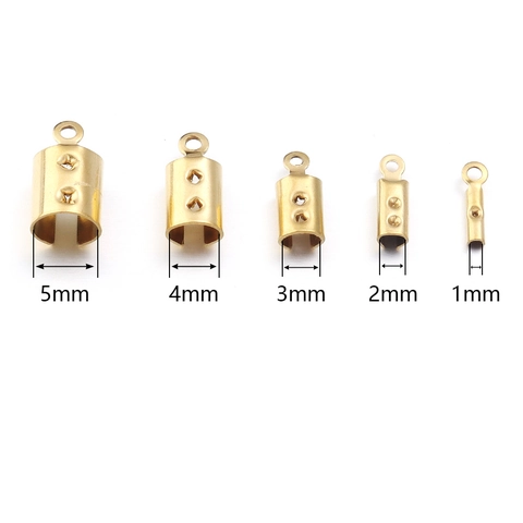 Stainless Steel Cord Ends Fold Over Jewelry Connectors For Leather Rope Bracelet DIY Handmade Accessories Gold Steel Color