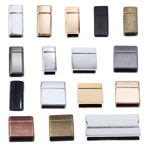 Square Zinc Alloy Magnetic Clasps For Leather Cord Bracelet DIY Jewelry Making Findings Electroplated Connector End Caps