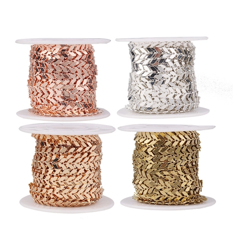 Cadena de Flecha Chevron de Cobre Galvanizada Accesorios de Joyería DIY para Collar Pulsera Fabricación Cadena Artesanal Oro Plata