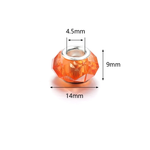 Resin Faceted Large Hole Beads Transparent Colorful Spacers Alloy Core DIY Jewelry Making Materials For Bracelet Necklace Accessories