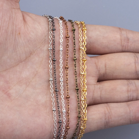 Handmade DIY Jewelry Making Accessory Copper Clad Iron Satellite Beaded Chain For Necklace Bracelet Electroplated Craft