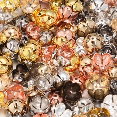 Iron Flower Bead Caps Hollow Petal Metal Spacer Beads For DIY Jewelry Making Bracelet Necklace Accessories Findings Vintage Style