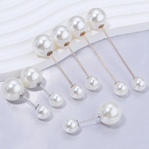 Simple Elegant Artificial Pearl Brooch Pin For Women Fashion Alloy Double Head Pearl Safety Pin Clothing Jewelry Accessories