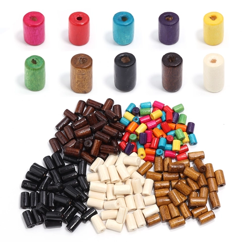 Maple Wood Cylindrical Beads For Jewelry Making DIY Handmade Craft Accessory Colorful Round Tube Spacer Beads For Bracelets