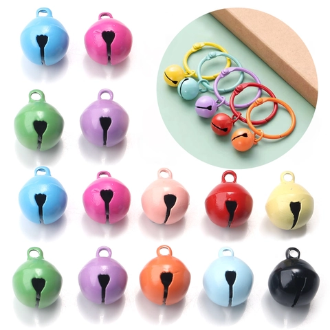 Campanas de Navidad de Hierro con Pintura al Horno Coloridas Campanas Redondas Abiertas para DIY Joyería Artesanía Accesorio