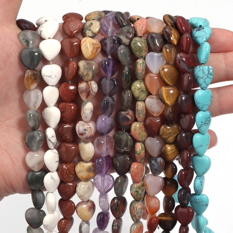 Hartvorm Natuursteen Edelsteen Losse Kralen Agaat Amethist Rozenkwarts Tijgeroog Voor DIY Sieraden Maken Armband Ketting Accessoires