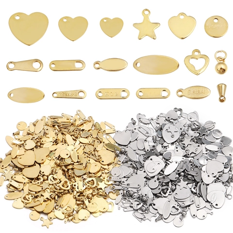 Stainless Steel Heart Star Round Pendant Charms Electroplated DIY Jewelry Making Findings For Necklace Bracelet Craft Accessories