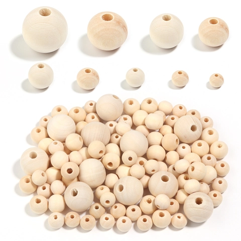 Natural Lotus Wood Round Beads Large Hole Polished Wood Grain Spacer Beads For DIY Craft Jewelry Making Home Decoration