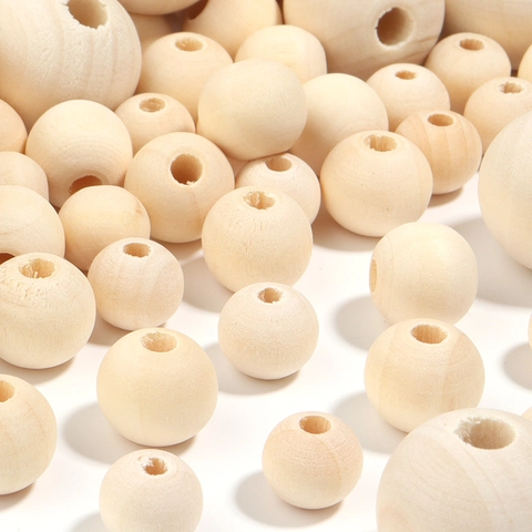 Natural Lotus Wood Round Beads Large Hole Polished Wood Grain Spacer Beads For DIY Craft Jewelry Making Home Decoration
