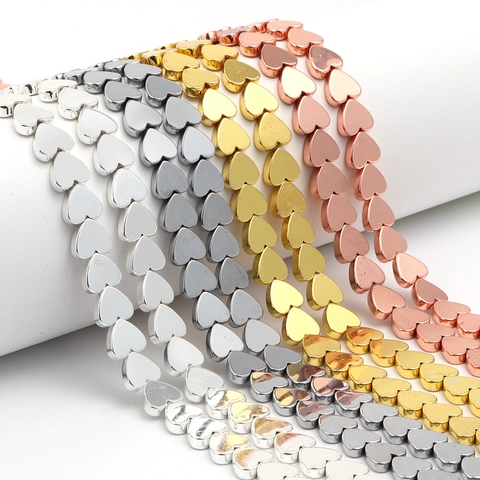 Electroplated Heart Shape Hematite Loose Beads For DIY Jewelry Making Handmade Bracelet Necklace Accessories Multi Colors