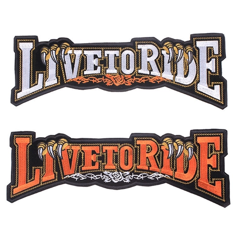 Live To Ride Écusson Arrière Motard Punk Grand Format Brodé Pour Vestes Et Gilets Décoration De Vêtements DIY