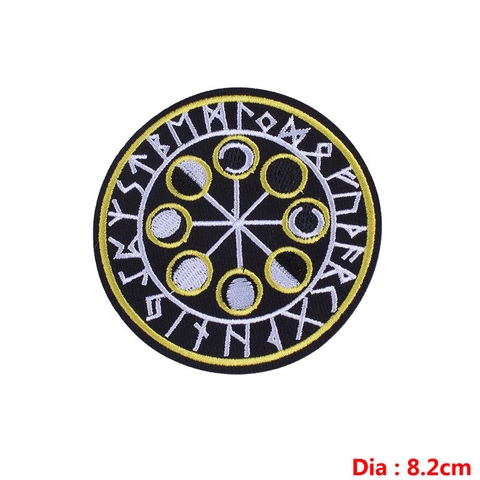 Wikinger Runen Bestickter Patch Vegvisir Kompass Thors Hammer Applikation Mystisch Nordischer Stil Zum Aufnähen Bügeln Stoffpatch