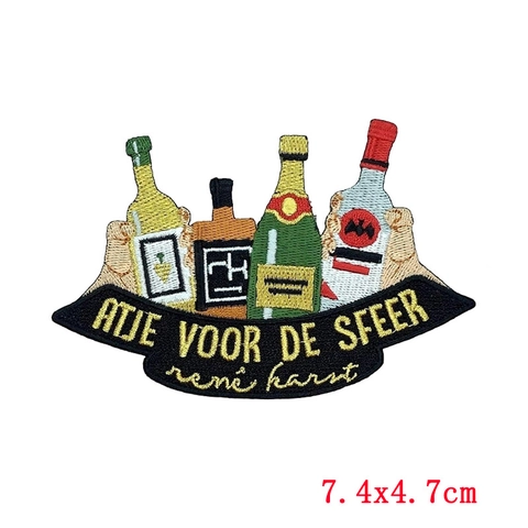 Holandés Oeteldonk Carnaval Parches Bordados Dibujos Animados Rana Jarra de Cerveza Parches Termoadhesivos para Ropa Camiseta Mochila Decoración DIY