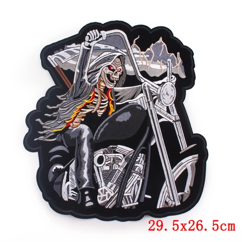 Punk Rock Bestickter Großer Aufnäher Für Jeansjacken Amerikanische Vintage Biker Skelett Adler Motorrad Route 66 Schild Bestickt Dekoration Aufnäher