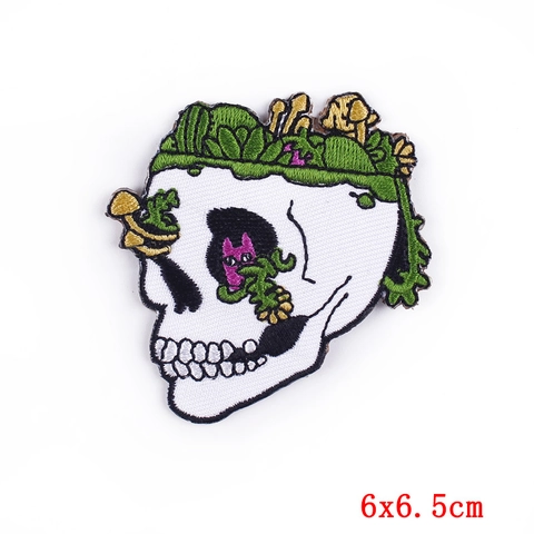 Punk Rock Totenkopf Bestickt Aufnäher Für Kleidung Sensenmann Skelett Patch Für Jacken Rucksäcke DIY Dekoration