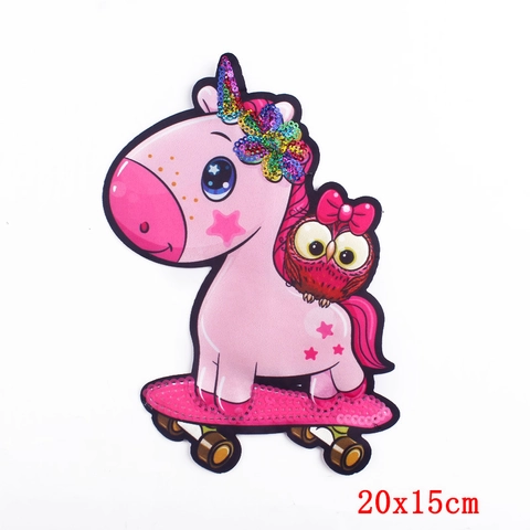 Cartoon Einhorn Pailletten Stickerei Flicken Aufbügeln Aufnähen Bestickt Applikation DIY Kleidung Stoff Reparatur Dekoration Für Kinderkleidung