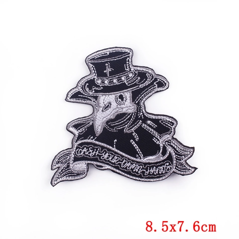 Gothic Plague Doctor Embroidery Patch Iron On Badge For DIY T-Shirt Jeans Jacket Clothing Decoration Embroidered Applique