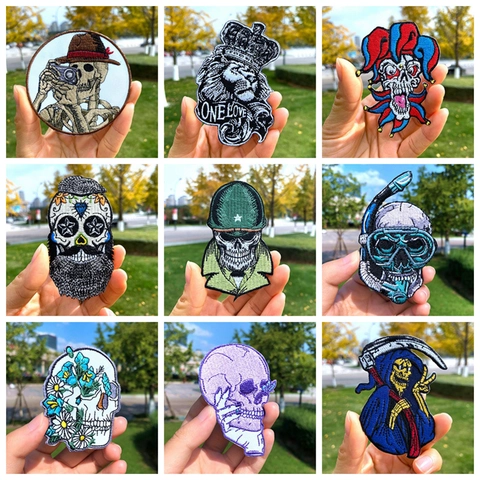 Punk Schedel Clown Borduurwerk Patch DIY Denim Jas Kledingaccessoires Opstrijkbare Badges Voor Rugzak T-Shirt Decoratie