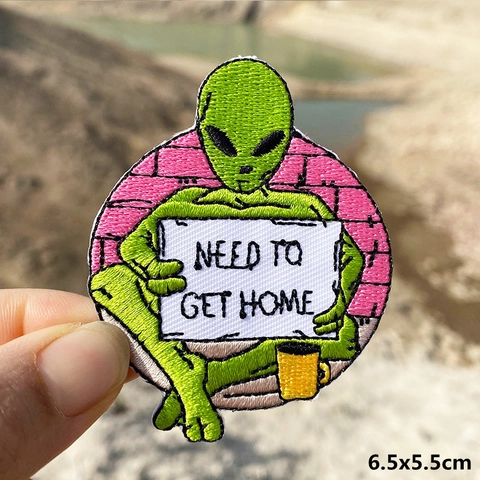 Toppe Ricamate Cartone Animato Alieno UFO Per Abbigliamento Fai Da Te Tema Spaziale Toppa Termoadesiva Distintivi Ricamo