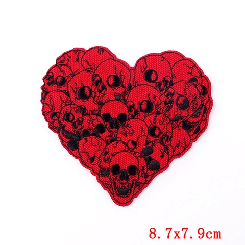 Punk Rock Totenkopf Herz Rose Stickerei Aufnäher DIY Zum Aufnähen Applikation Für Kleidung Tasche Jacke Hut Gotik