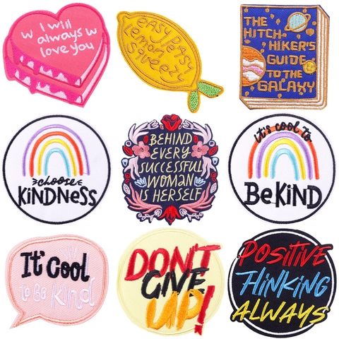 Cartoon Letter Embroidery Patch DIY Apparel T-Shirt English Slogan Iron On Patches Computerized Embroidered Badge For Clothing
