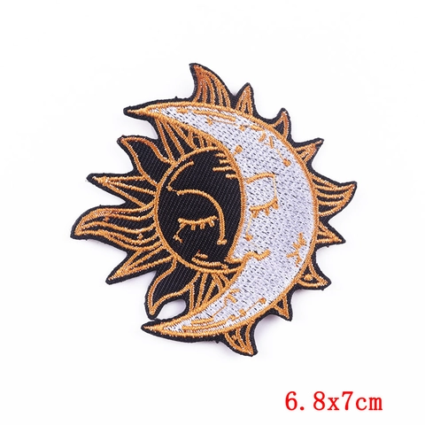 Sonne Mond Sterne Stickerei Patches Mystische Astrologie Aufbügeln Aufnähen Patches DIY Dekorative Applikationen Für Kleidung
