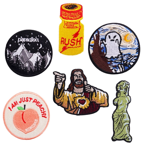 Parche Bordado DIY de Moda Para Ropa Venus Van Gogh Fantasma Paraíso Durazno Jesús Parche Decorativo Termoadhesivo de Reparación