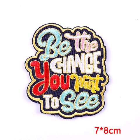 Cartoon Letter Embroidery Patch Slogan Iron On Patches For Clothing DIY Decorative Applique For Backpack Hat Jacket Accessories