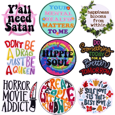 Bunte Buchstaben-Slogan Stickerei Patches Bügelbilder Applikation Für Kleidung DIY Jacke Hut Tasche Dekorative Bestickte Abzeichen