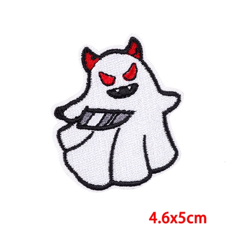 Cartoon Ghost Embroidery Patches Funny Animal Cat Goose Iron On Patches For Clothing DIY T-Shirt Jacket Applique Decor
