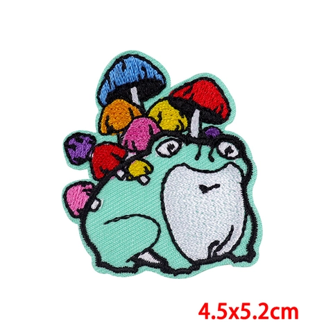 Parches Bordados de Animales de Dibujos Animados Lindo Gato Rana Erizo Caracol Parche Termoadhesivo DIY Decoración de Costura